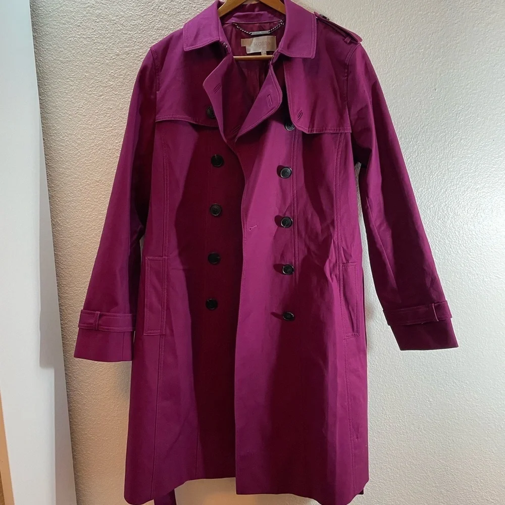 Hobbs of London Vibrant Pink Trench Coat Size 8/M $400